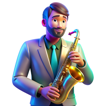 vibrant artistic Portrait of a Musician with a Saxophone exclusive png