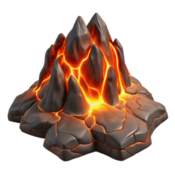 serene minimalist A Flowing River of Lava Illuminated by Th authentic png