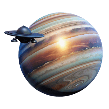 serene traditional A Lone Spaceship Silhouetted Against The high quality png