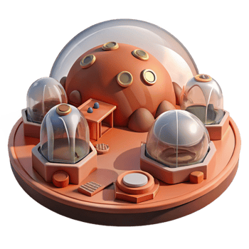 extraordinary vintage Mars Colony Domed Habitats Red Martian original png