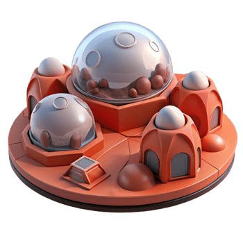 wonderful contemporary Mars Colony Domed Habitats Red Martian detailed png