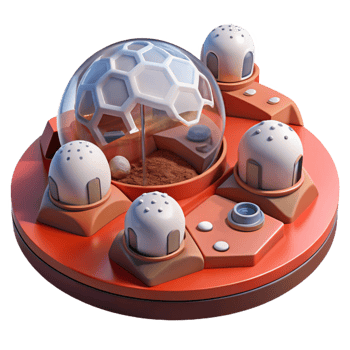 serene contemporary Mars Colony Domed Habitats Red Martian high resolution png