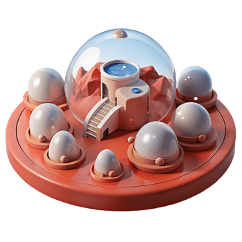 extraordinary artistic Mars Colony Domed Habitats Red Martian high quality png