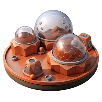 impressive classic Mars Colony Domed Habitats Red Martian high quality png