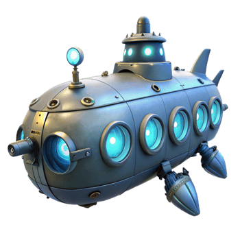 stunning rustic A Steampunk Submarine with Large Porthol professional png