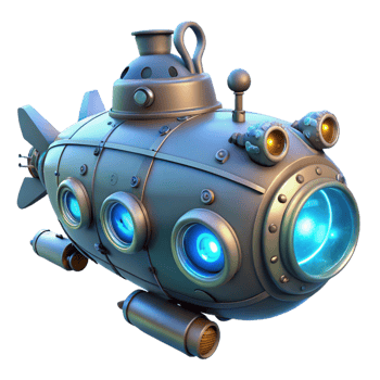 elegant minimalist A Steampunk Submarine with Large Porthol authentic png