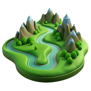 wonderful minimalist A Winding River Flowing Through a Lush G professional png