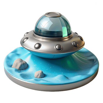 wonderful artistic A Sleek Silver Spaceship Landing on a P png