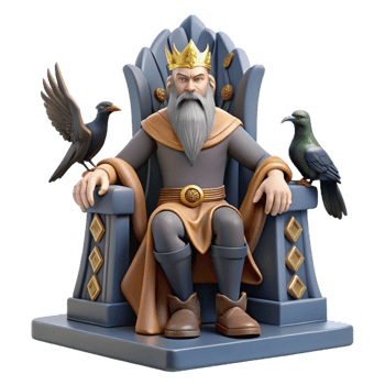 stunning classic A Wise Odin Seated on His Throne Flanke professional png