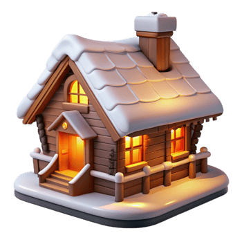 wonderful vintage A Swiss Chalet with a Snow Covered Roof original png