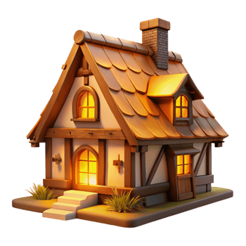 dramatic traditional A Tudor Style Cottage with a Thatched Roof exclusive png