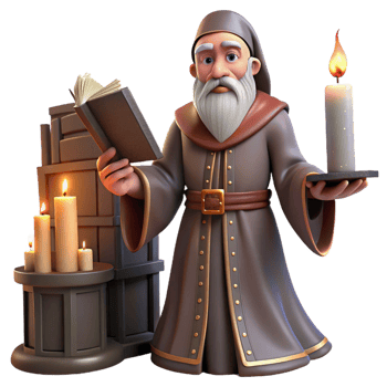 wonderful vintage A Wise Old Wizard Casting a Spell in a D premium png