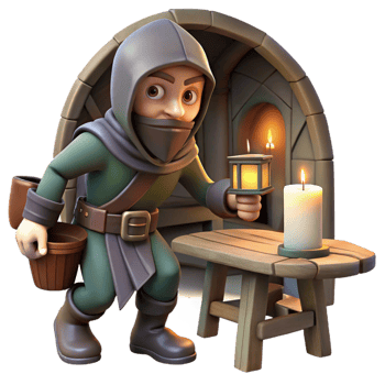 serene artistic Cunning Rogue in Dim Light professional png