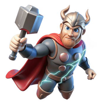 magnificent vintage Thor Wielding Mjolnir Amidst a Thundersto detailed png
