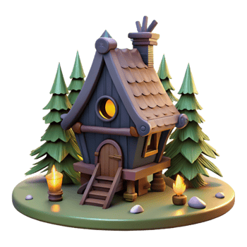 serene abstract Baba Yaga S Hut Standing on Chicken Legs high resolution png