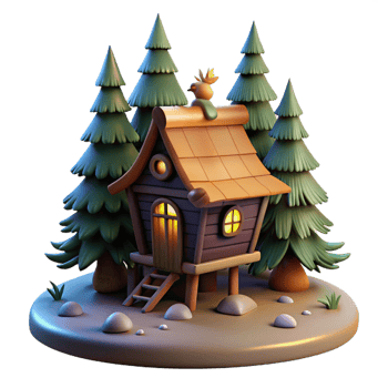 beautiful minimalist Baba Yaga S Hut Standing on Chicken Legs detailed png