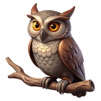 dramatic classic Wise Old Owl on Gnarled Branch professional png