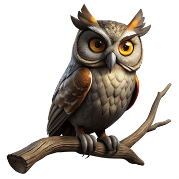 extraordinary contemporary A Wise Old Owl Perched on a Gnarled Branch detailed png