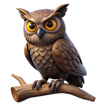 wonderful creative A Wise Old Owl Perched on a Gnarled Branch premium png