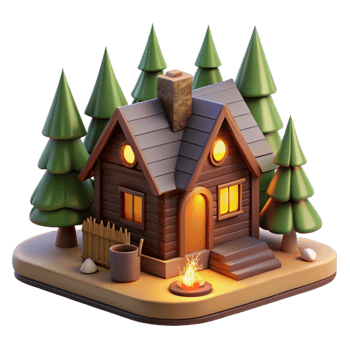 magnificent contemporary A Cozy Cabin in the Woods Lit by a Warm genuine png