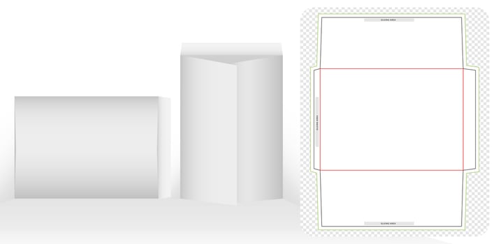 die cut envelope template design 3d mock-up isolated white backgrounds for your message, packaging branding, products compartments unique design, minimalist conceptual holder stationery product office vector