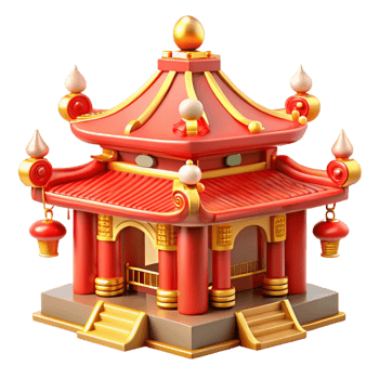 elegant classic A Traditional Chinese Temple Red and Gol detailed png
