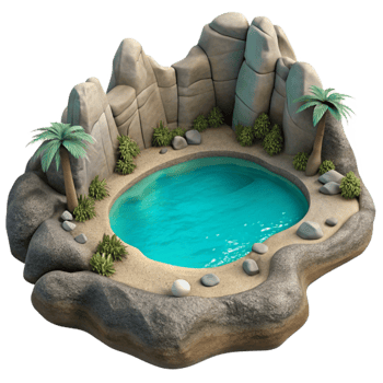 vibrant classic Secluded Beach Cove Turquoise Water Isolated original png