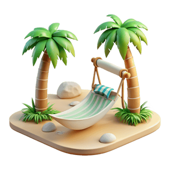 wonderful traditional Secluded Beach Hammock Palm Trees Transparent Background professional png