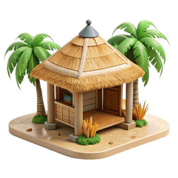magnificent contemporary Secluded Beach Hut Thatched Roof Cutout professional png