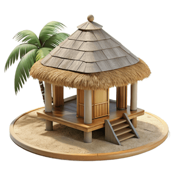 stunning modern Secluded Beach Hut Thatched Roof Cutout high quality png