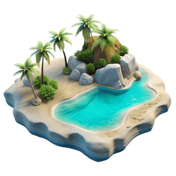 magnificent artistic Secluded Beach White Sand Turquoise Water Transparent Background high resolution png