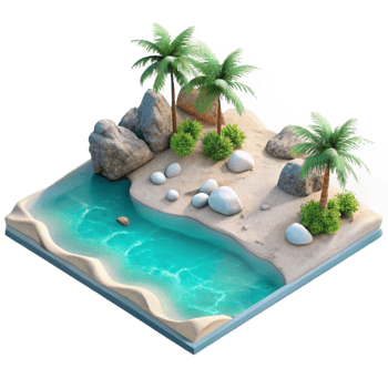 stunning creative Secluded Beach White Sand Turquoise Water Transparent Background exclusive png