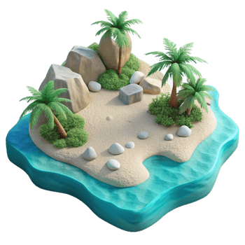 beautiful classic Secluded Beach White Sand Turquoise Water Transparent Background detailed png