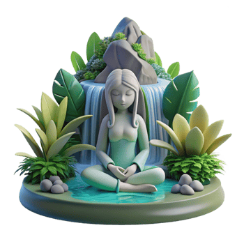 beautiful creative A Serene Dryad Meditating Beneath a Water detailed png