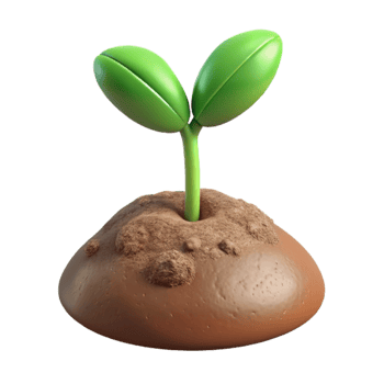 serene traditional Seedling Growing in Soil Isolated Cutout detailed png