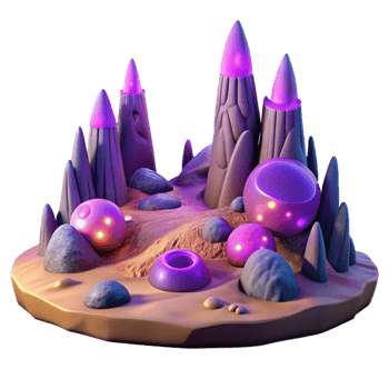 vibrant contemporary A Desolate Alien Landscape with Strange professional png