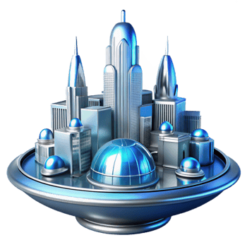 impressive vintage A Towering Chrome Metropolis Built on Th detailed png