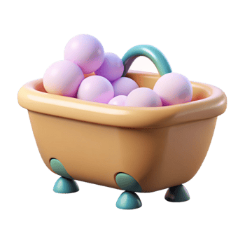 beautiful vintage Self Care Routine Icon Bath with Bubbles Transparent Background png