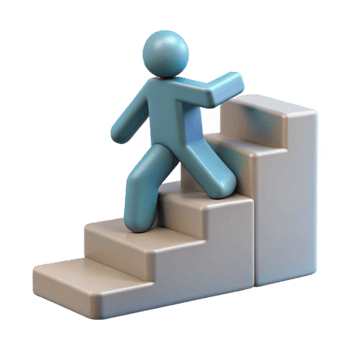 dramatic modern Self Improvement Icon Person Climbing Stairs Cutout authentic png