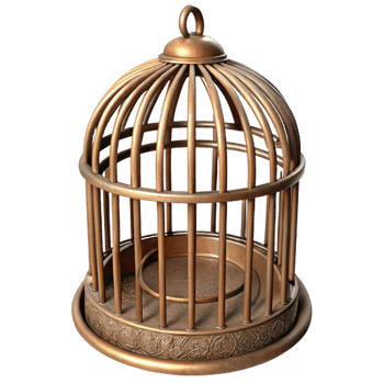 vibrant traditional Sepia Toned Birdcage Transparent Background png