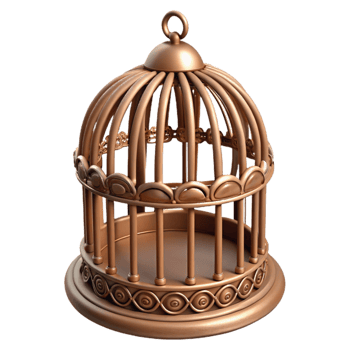 stunning artistic Sepia Toned Birdcage Transparent Background detailed png