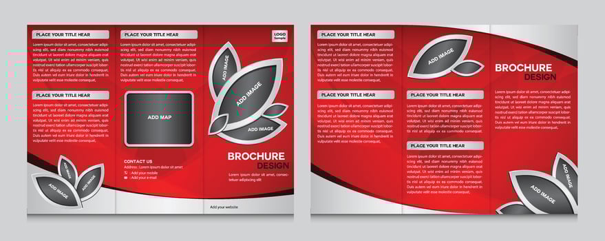 Red and white Brochure Template, business Tri-fold Brochure Design vector