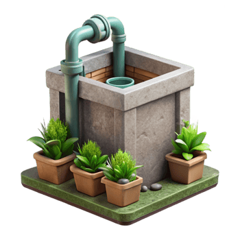 vibrant creative Self Watering Vertical Garden Cutout Reservoir Detail high resolution png