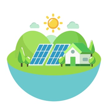Eco-Friendly Solar House, Harnessing Green Energy from the Sun. vector