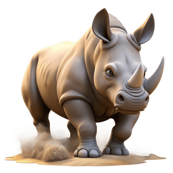 serene creative A Powerful Rhinoceros Charging Through The original png