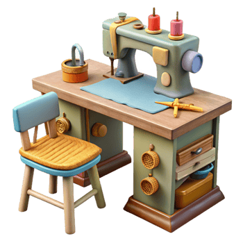 elegant modern Sewing Room with Cutting Table Cutout high resolution png