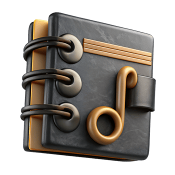 vibrant creative Sheet Music Binder Ring Bound Black Cover Cutout premium png