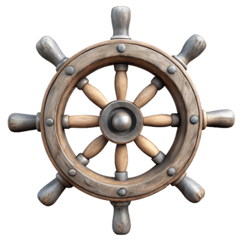 serene traditional Ship Wheel Front View Cutout premium png