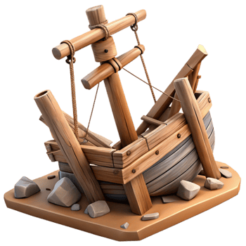 dramatic rustic Shipwreck Mast Cutout Broken Wood Isolated authentic png