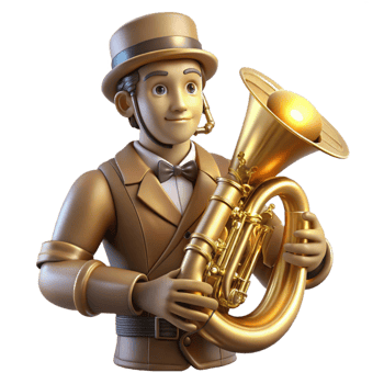 magnificent traditional A Steampunk Musician Playing a Brass Inst genuine png